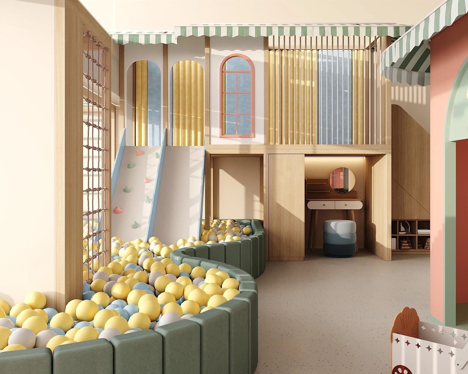 Large kids play space by FeliFam with themed activity zones, soft play elements, and custom interior design