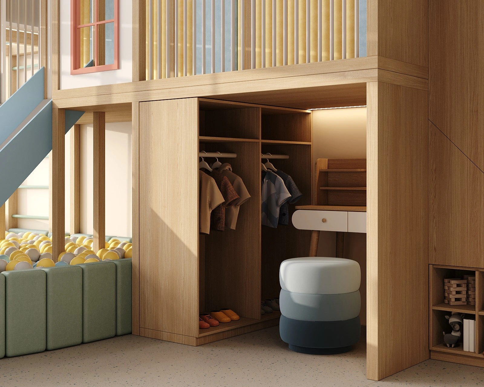 Cozy children’s corner for quiet play and relaxation in a FeliFam interior