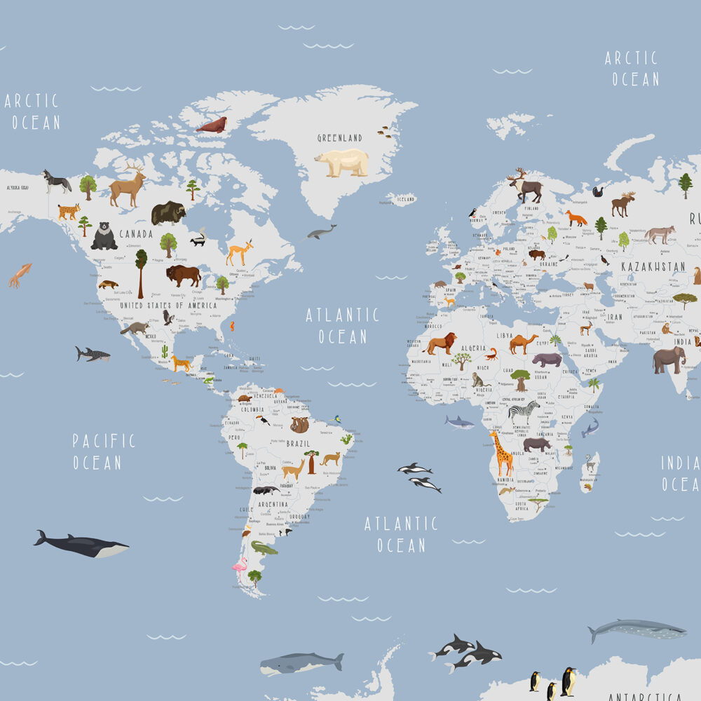 Map in Blue Animal World