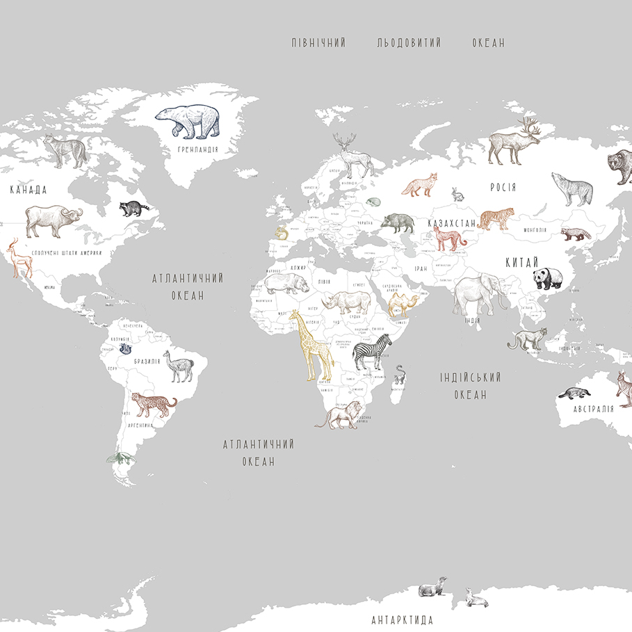 A map with vintage animals