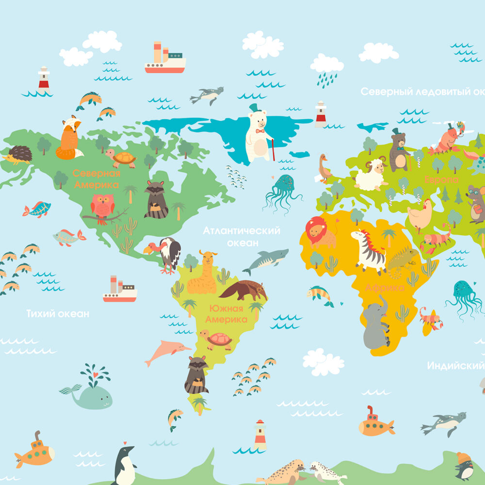 Map of animals in blue