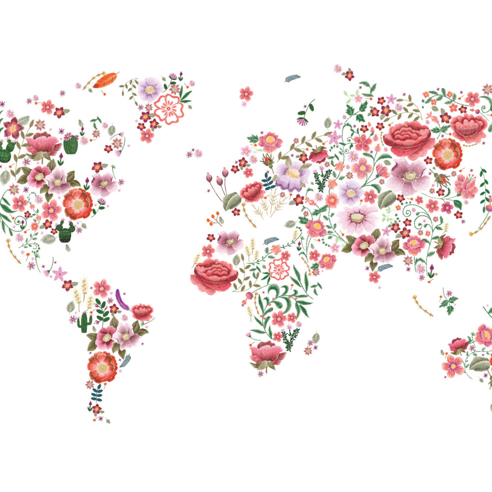 Floral embroidery card