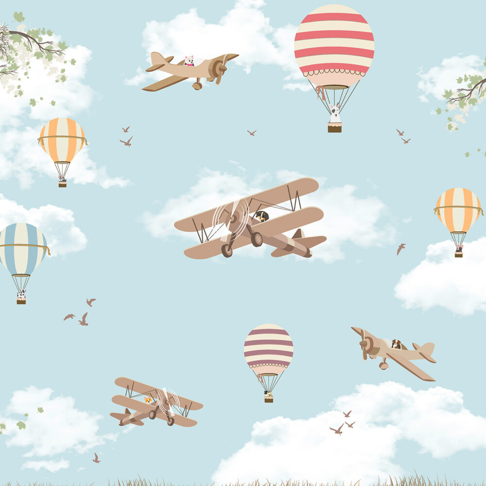Dogs in hot air balloons and airplanes