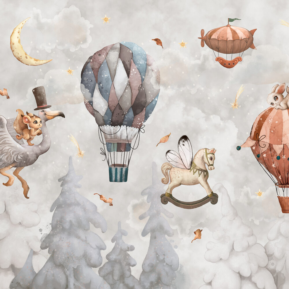 Grey flamingos and balloons