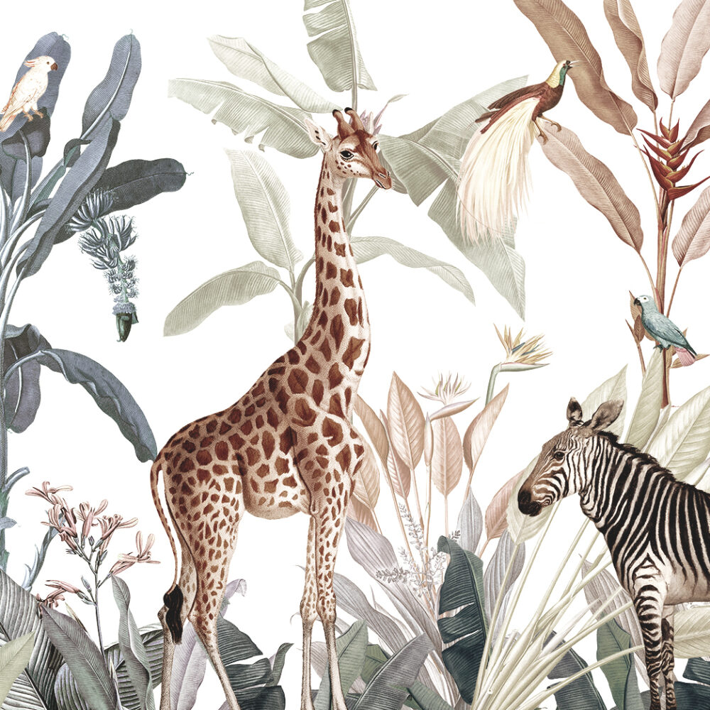 A jungle with vintage animals