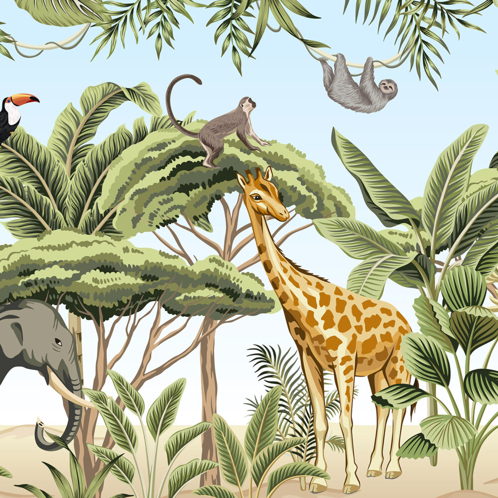 Jungle with African animals