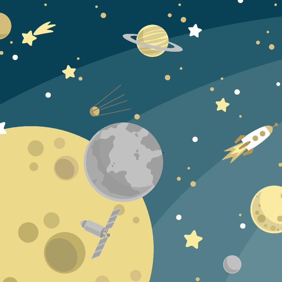 A rocket with planets