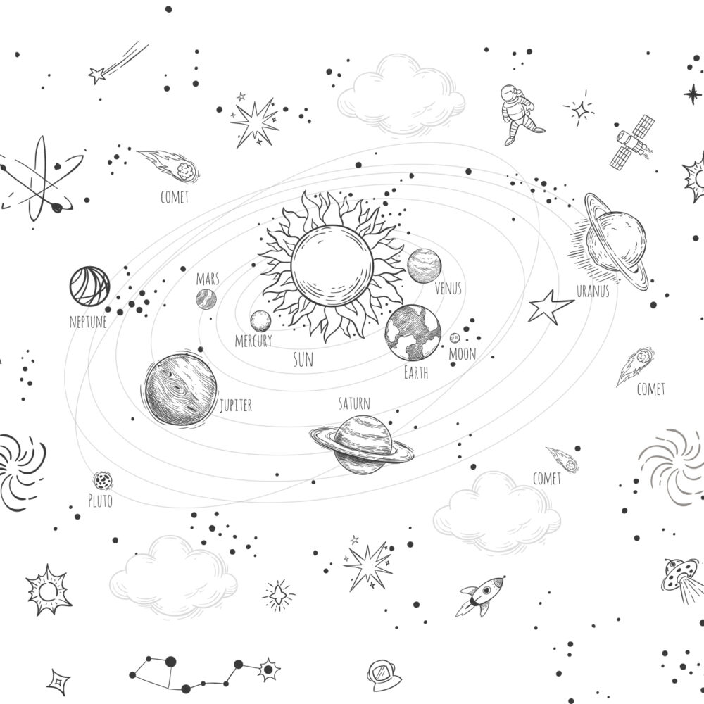 Planet map black and white