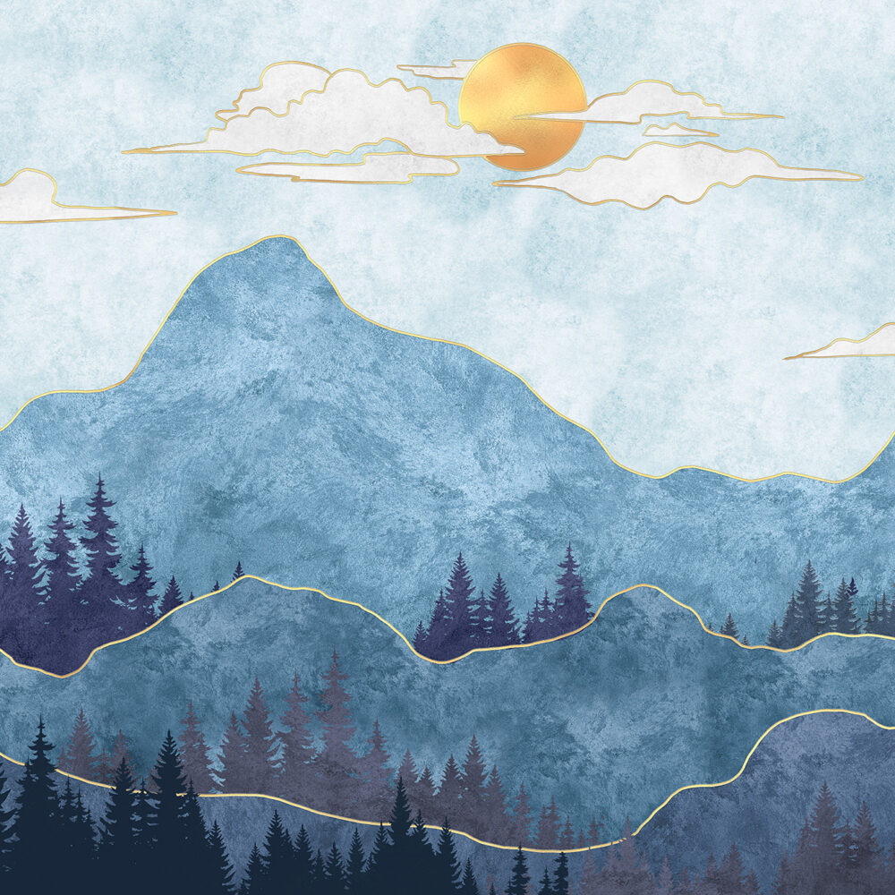 Blue mountains with forest