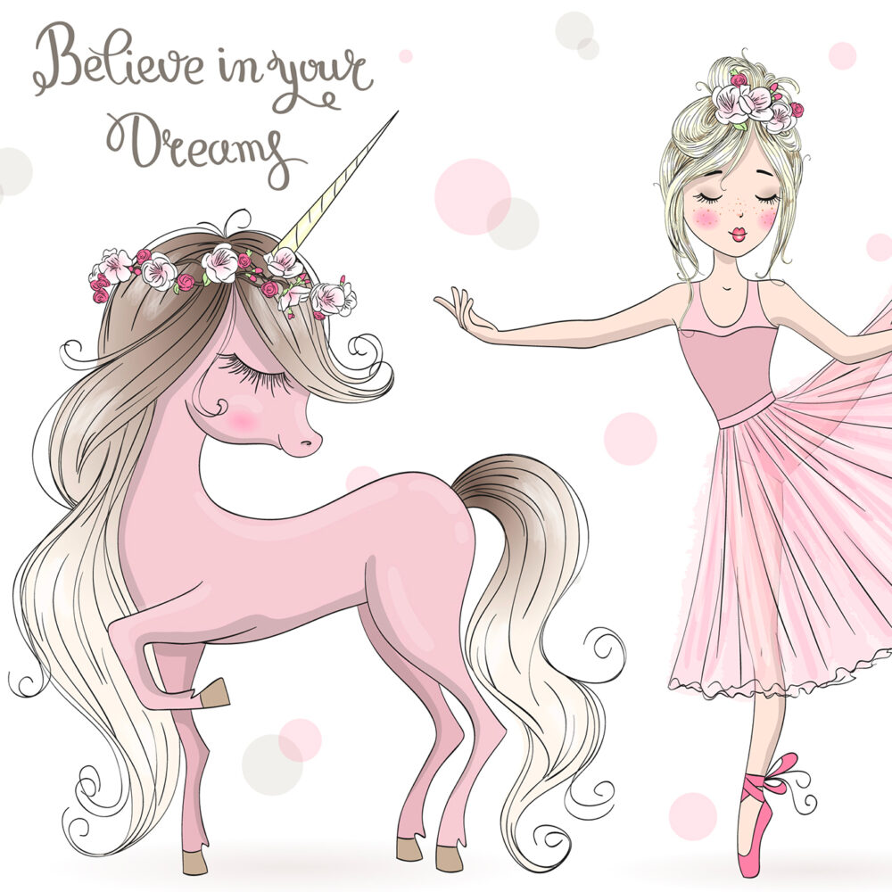 A unicorn and a ballerina