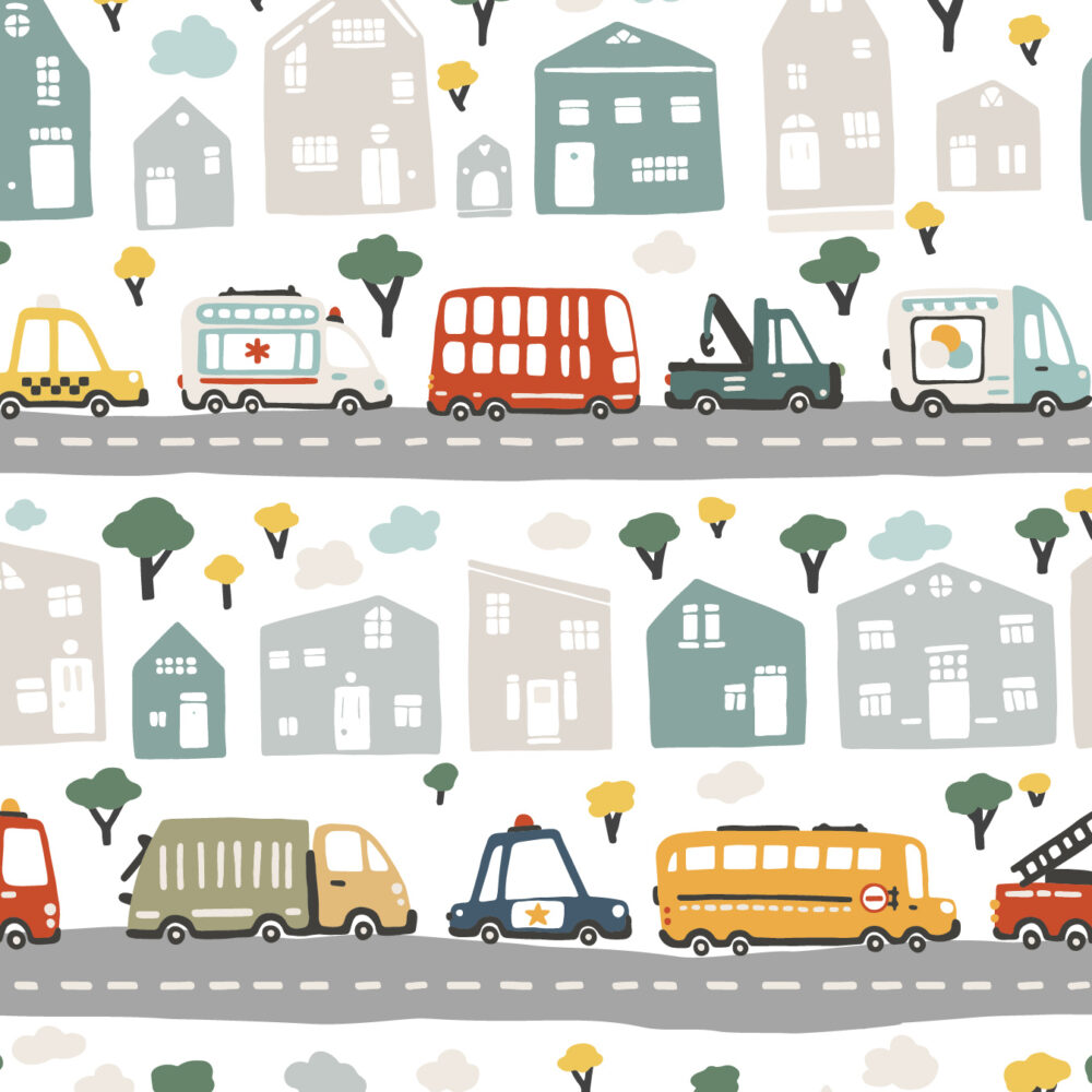 Cars on the road bordering the lodges