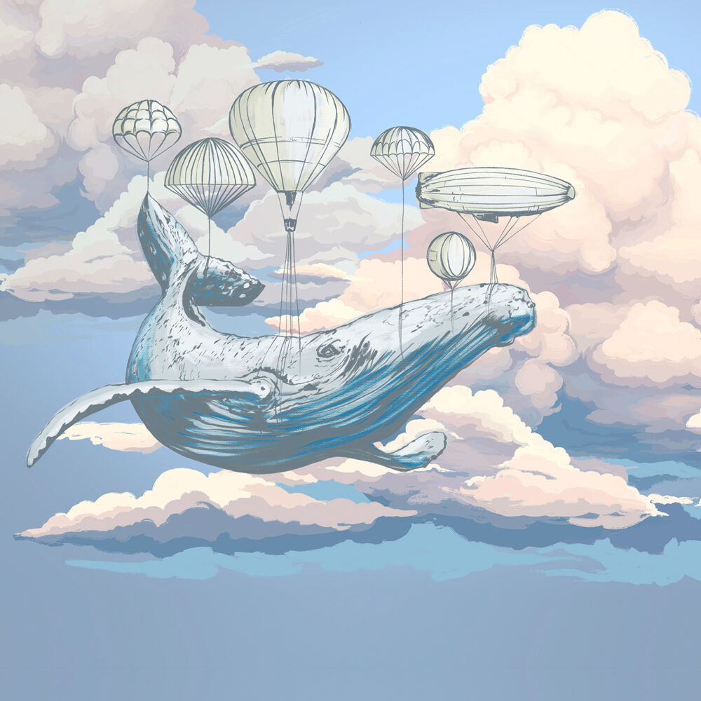 A whale on balloons