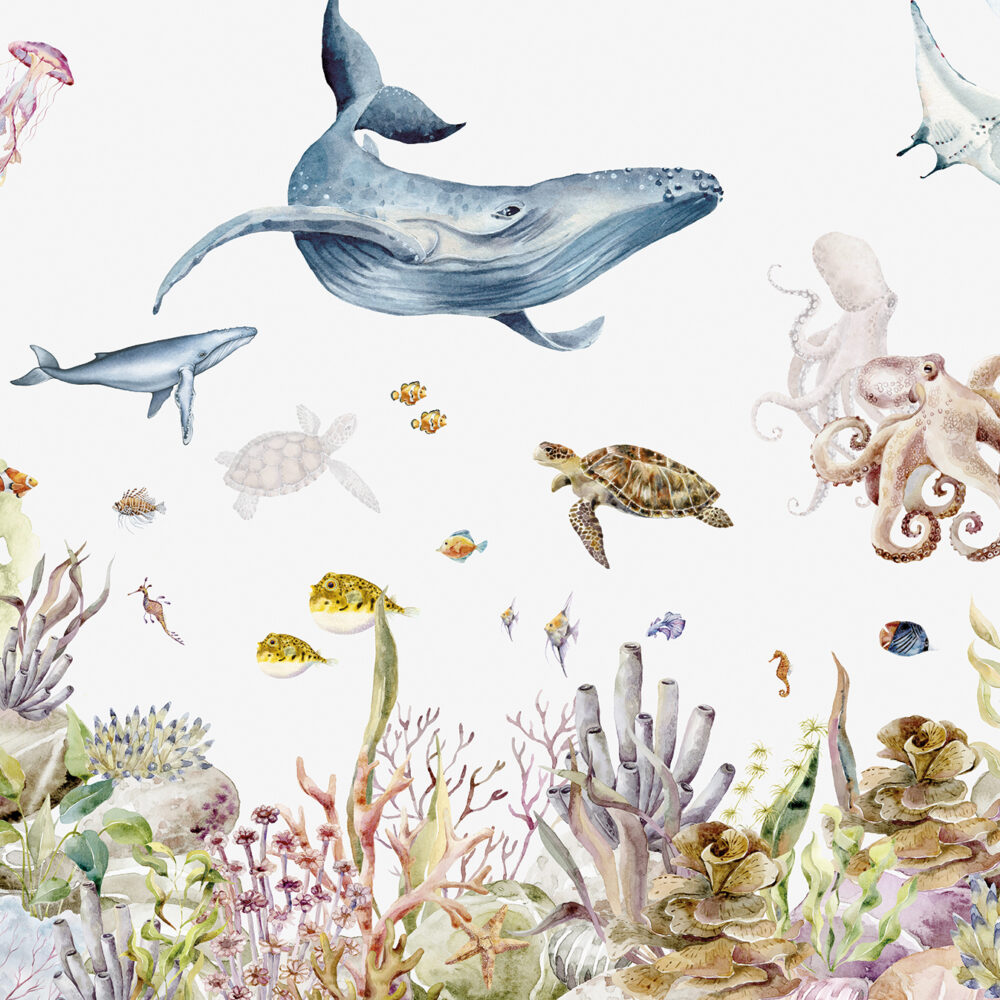 Watercolor underwater world