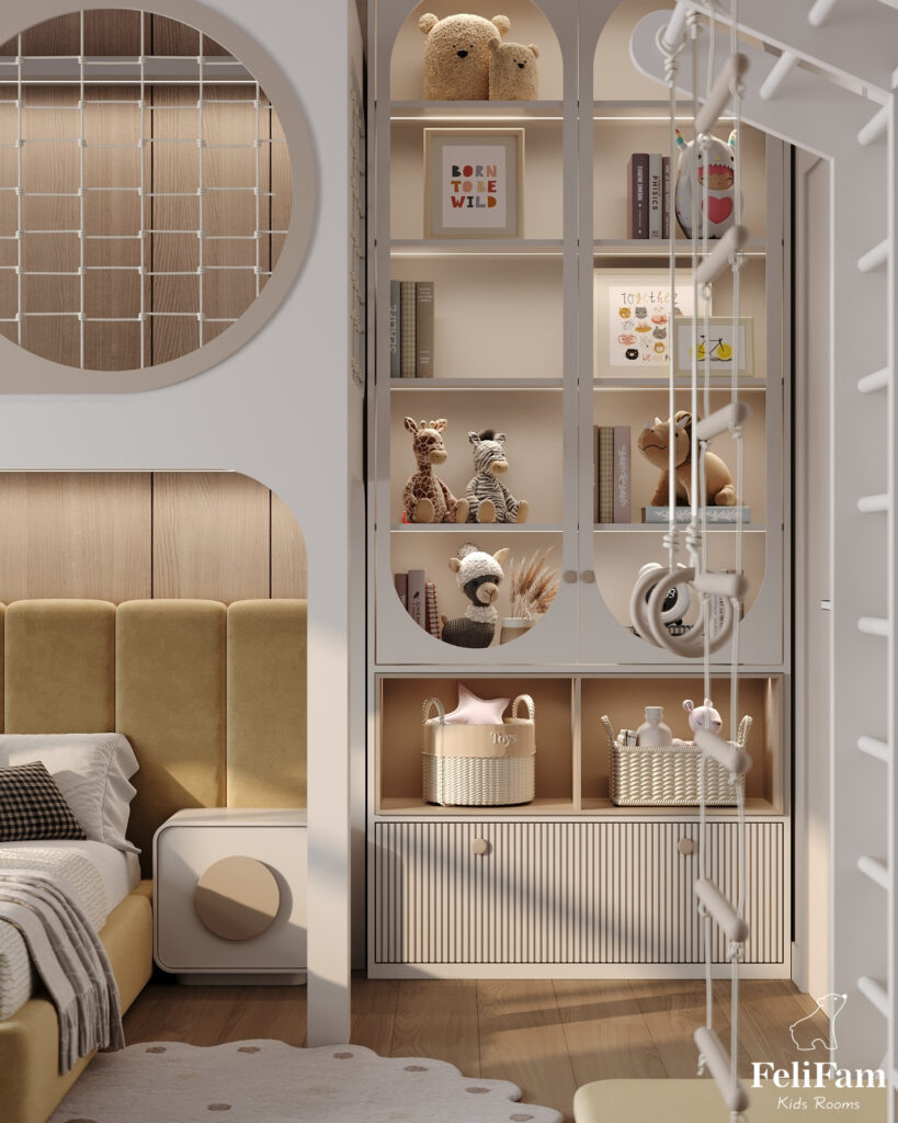 Design of a girl's room: a zone of play, learning and relaxation