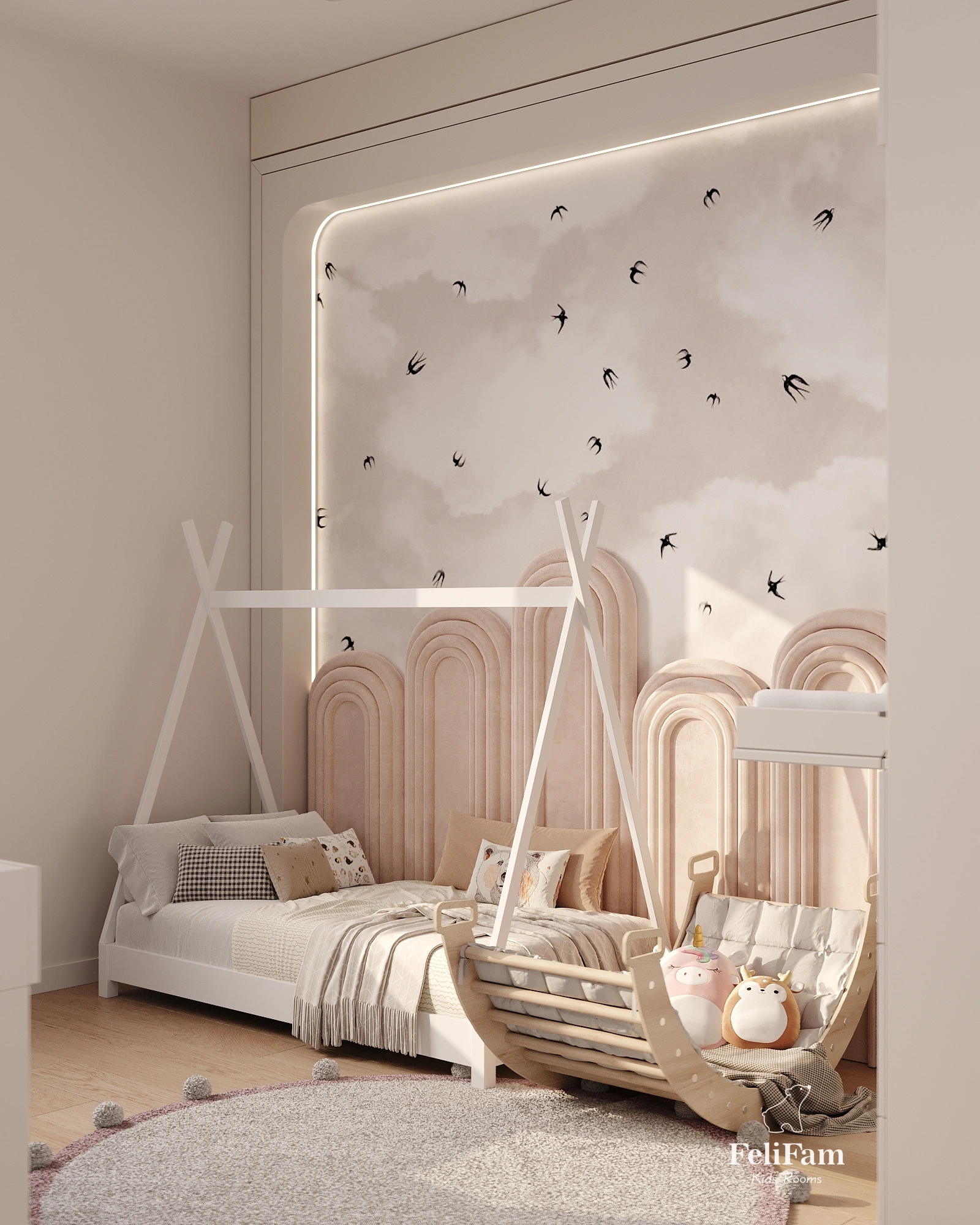 Baby bed with carpet