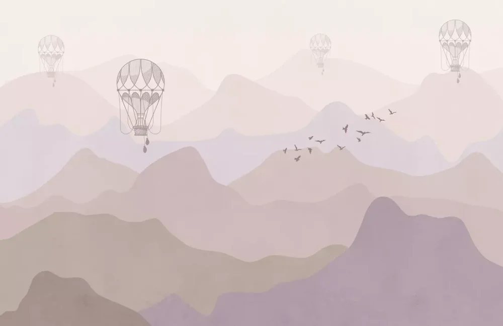 Children’s wallpaper Balloons among the mountains