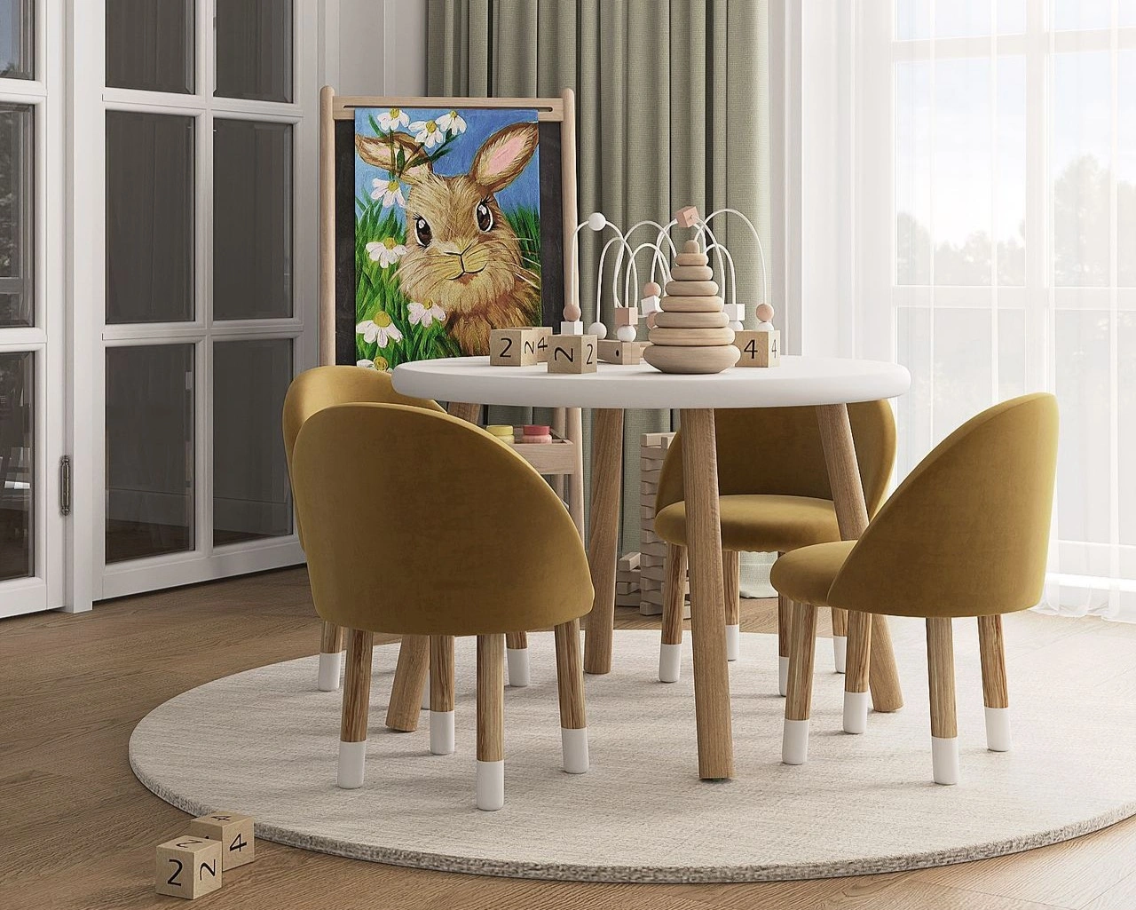 Overview of a bright and functional children’s playroom by FeliFam