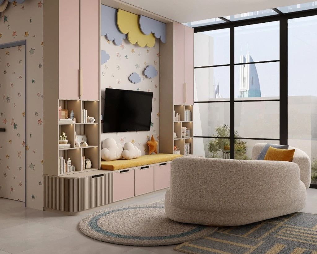 Comfortable and functional kids space with custom elements by FeliFam