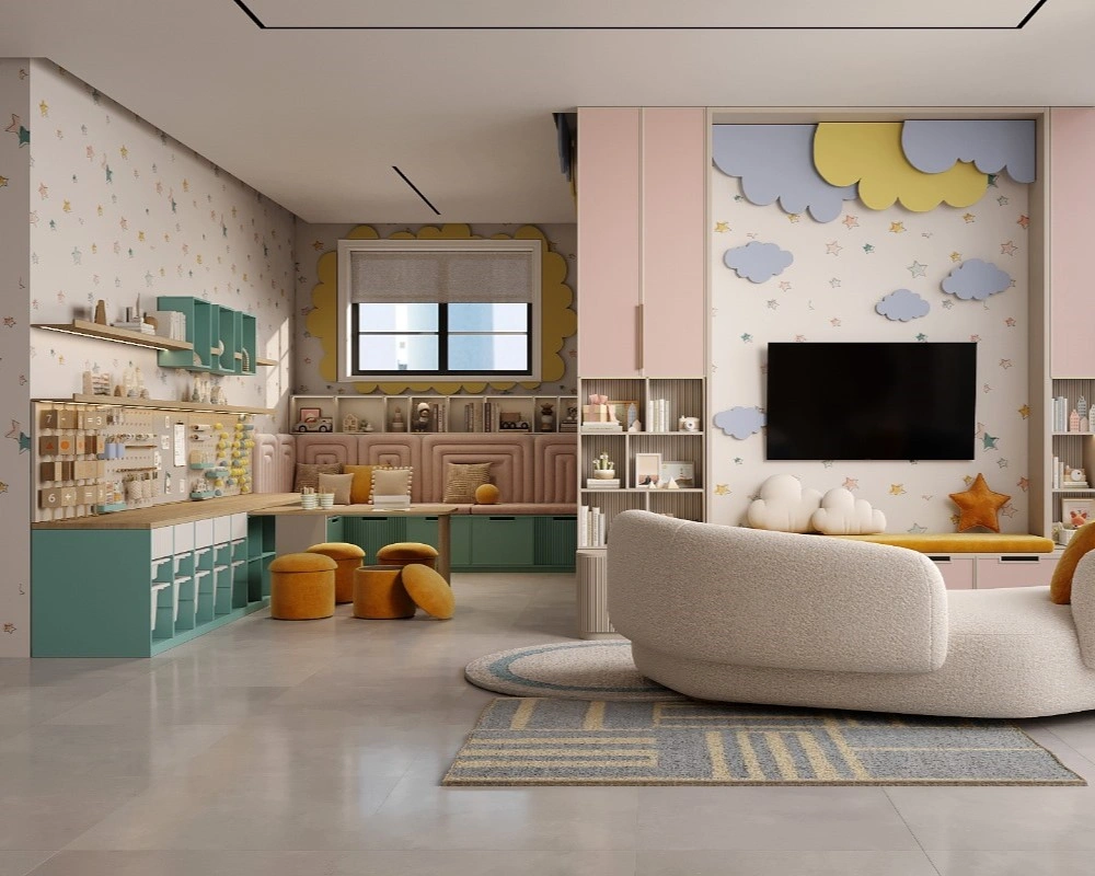 Overview of a modern custom-designed playroom for children by FeliFam
