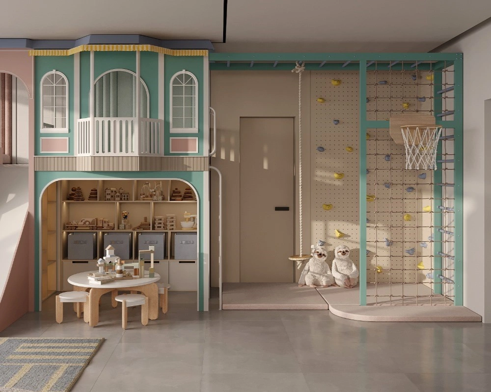 Children’s playroom with activity zones and custom design by FeliFam